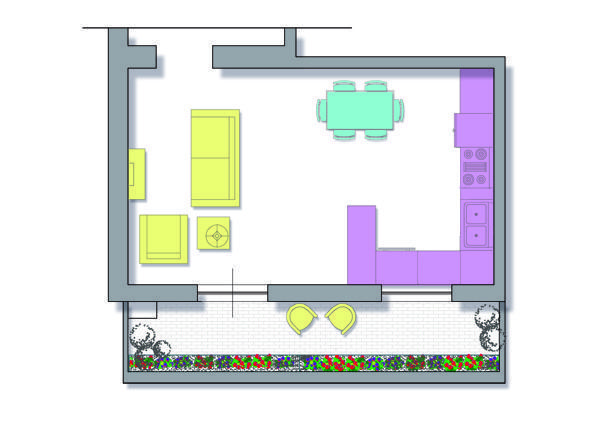 Progettare cucina e soggiorno, soluzione due